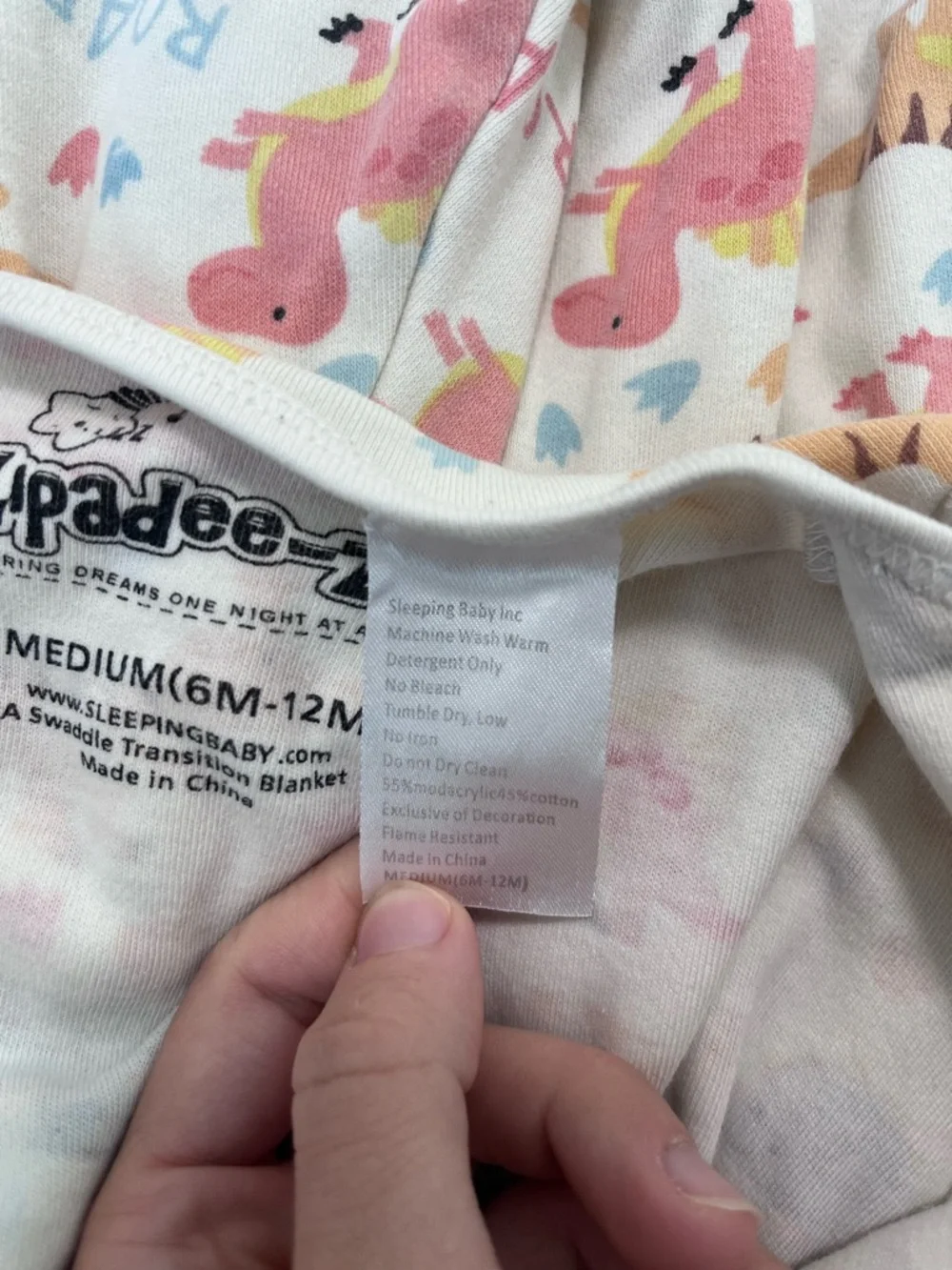 Zipadee-Zip Dinosaur Swaddle Transition Blanket- Size Medium 6-12 Months